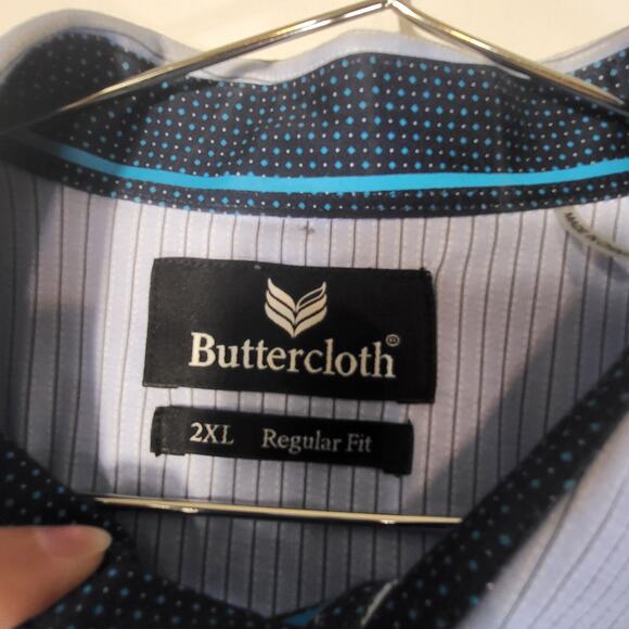 Buttercloth Button Down Long Sleeve Blue Pinstripe Shirt Mens XXL - Picture 4 of 5